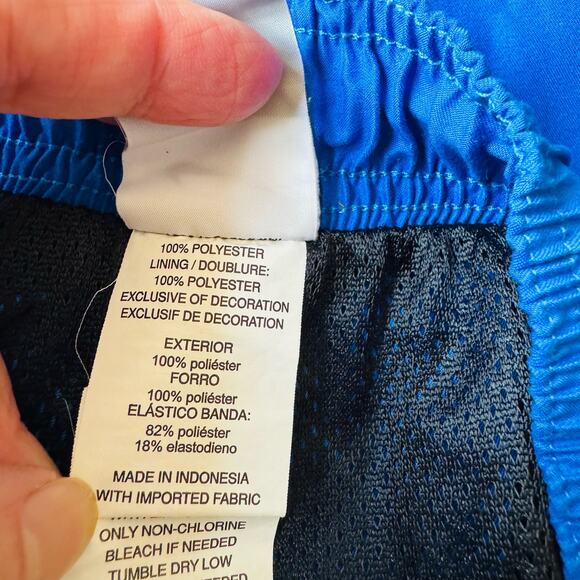 NIKE Swoosh Elastic Drawstring Lined Board Shorts Cargo Blue Swim Trunks Small - Picture 6 of 9